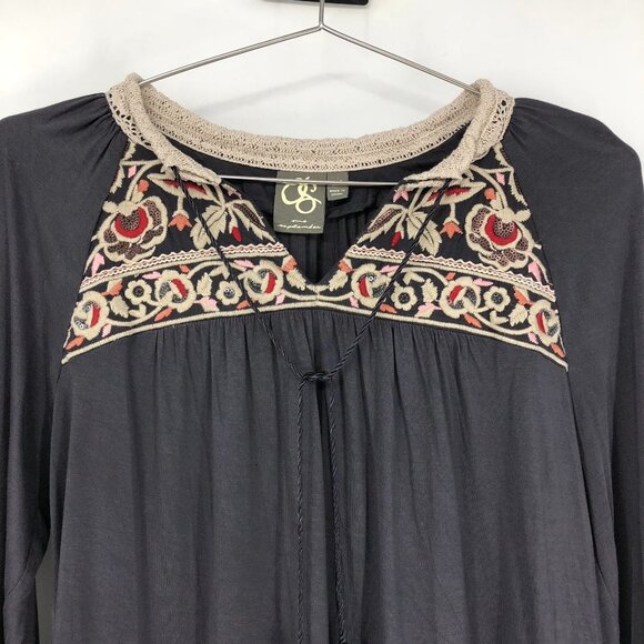 Anthropologie One  September Nightingale Tassel Blouse in grey "Carbon" XS - Picture 8 of 15